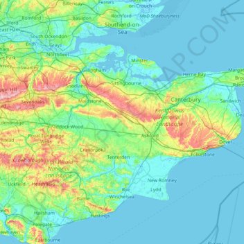 Kent topographic map, elevation, terrain