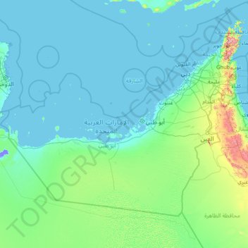 United Arab Emirates topographic map, elevation, terrain