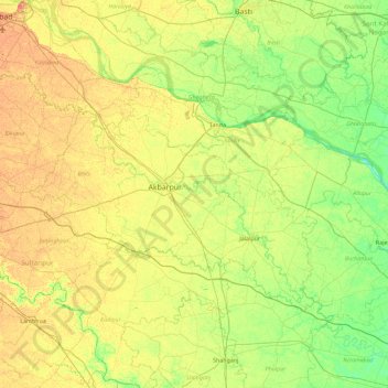 Ambedkar Nagar Topographic Map Elevation Terrain