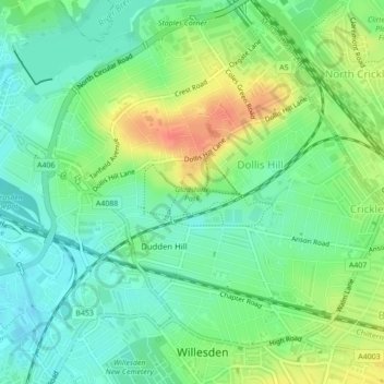 Gladstone Park Topographic Map Elevation Terrain