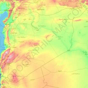 Syria Topographic Map Elevation Relief