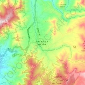 Santa Rosa de Cabal topographic map, elevation, terrain
