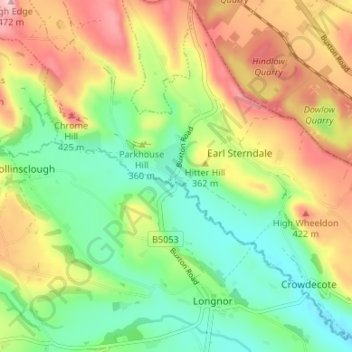 Glutton Bridge topographic map, elevation, terrain