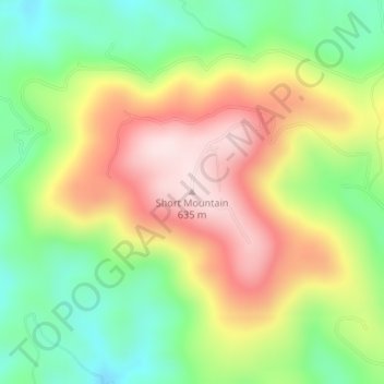 Short Mountain topographic map, elevation, terrain