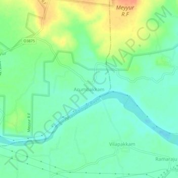 Arumbakkam topographic map, elevation, terrain
