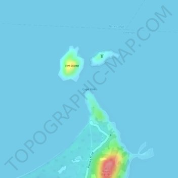 Cape York topographic map, elevation, terrain