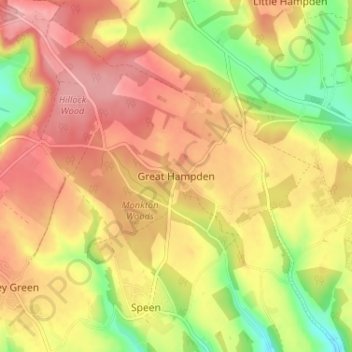 Great Hampden topographic map, elevation, terrain