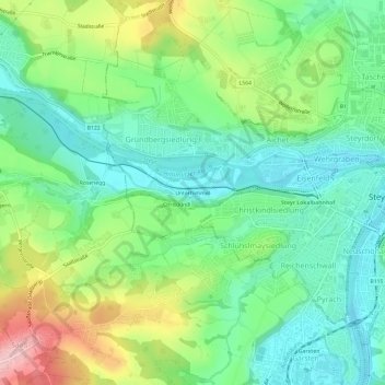 Unterhimmel topographic map, elevation, terrain