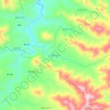施家沟村 topographic map, elevation, terrain