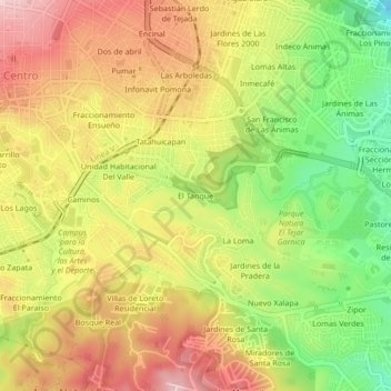 El Tanque topographic map, elevation, terrain