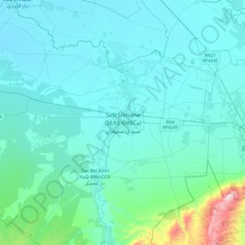 Sidi Slimane topographic map, elevation, terrain