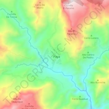 Paya topographic map, elevation, terrain