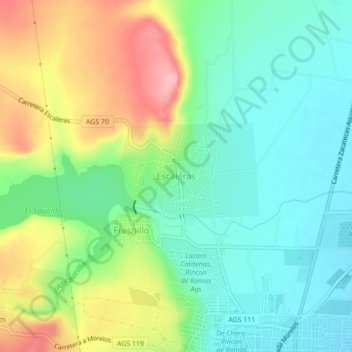 Escaleras topographic map, elevation, terrain