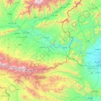 Shinwar topographic map, elevation, terrain