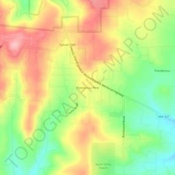 Ponderosa Pine topographic map, elevation, terrain