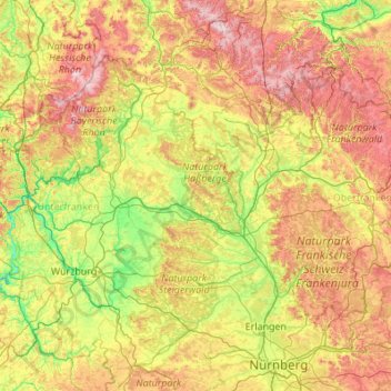 Haßberge topographic map, elevation, terrain