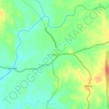 Vikramgad topographic map, elevation, terrain