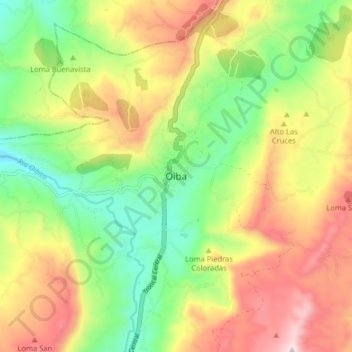 Oiba topographic map, elevation, terrain