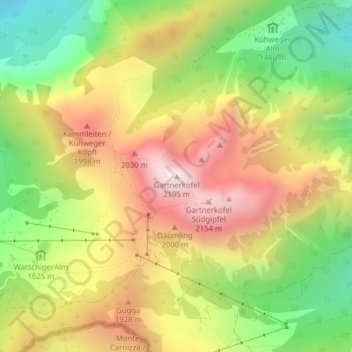 Gartnerkofel topographic map, elevation, terrain