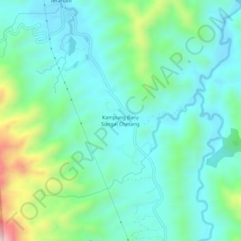 Kampung Baru Sungai Chetang topographic map, elevation, terrain