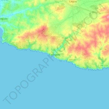 Carvoeiro topographic map, elevation, terrain