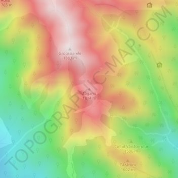 Zăganu topographic map, elevation, terrain