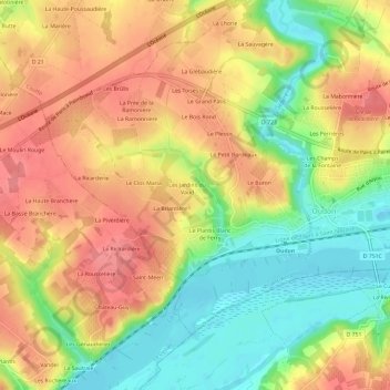 Le Vaud topographic map, elevation, terrain