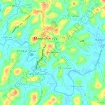 Pathivayal topographic map, elevation, terrain