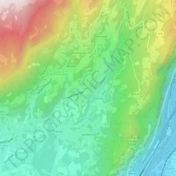 Pazzon topographic map, elevation, terrain