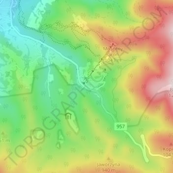 Policzne topographic map, elevation, terrain