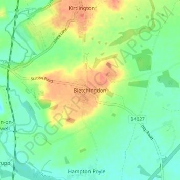 Bletchingdon topographic map, elevation, terrain