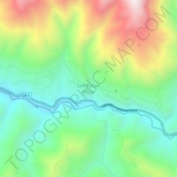 San Rafael Pétzal topographic map, elevation, terrain