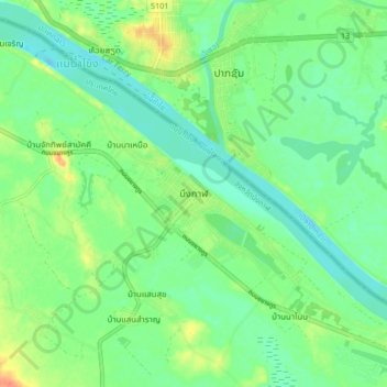 Bueng Kan topographic map, elevation, terrain