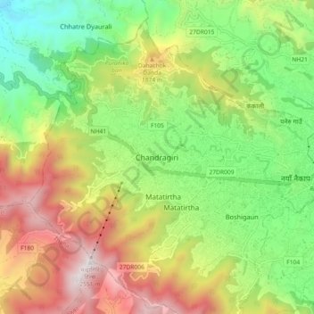 Chandragiri topographic map, elevation, terrain