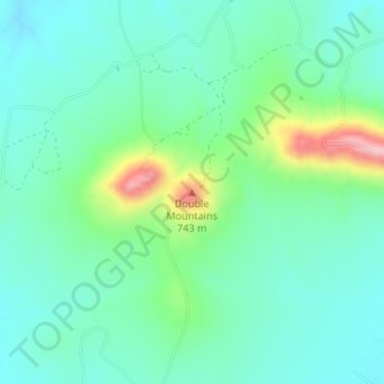 Double Mountains topographic map, elevation, terrain