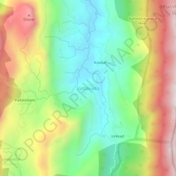 Vattavada topographic map, elevation, terrain