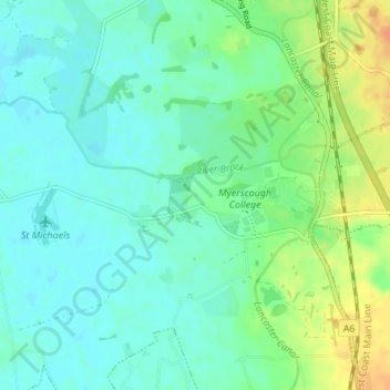 Myerscough topographic map, elevation, terrain