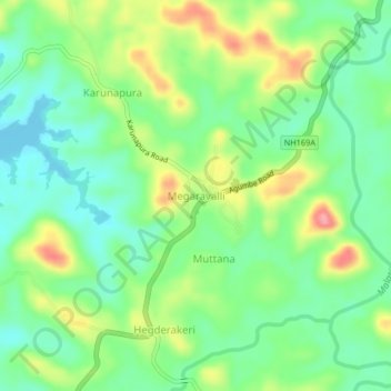 Megaravalli topographic map, elevation, terrain