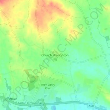 Church Broughton topographic map, elevation, terrain