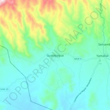 Guatajiagua topographic map, elevation, terrain