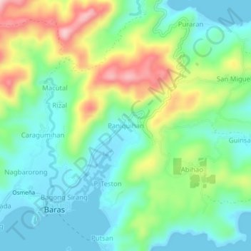 Paniquihan topographic map, elevation, terrain