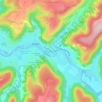 A la Ville Haute topographic map, elevation, terrain