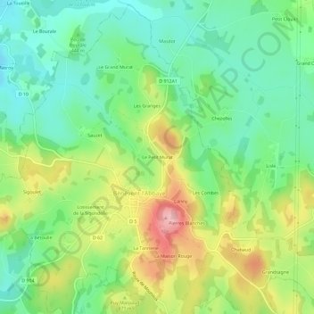 Le Petit Murat topographic map, elevation, terrain