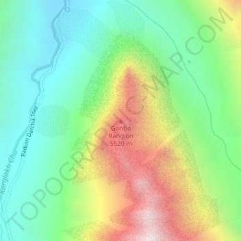 Gonbo Rangjon topographic map, elevation, terrain