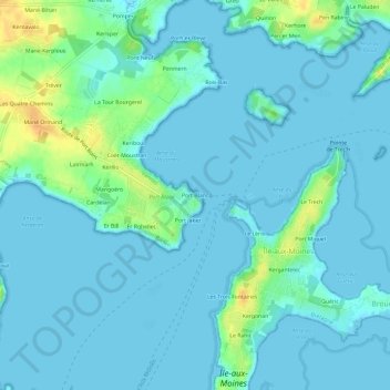 Port Blanc topographic map, elevation, terrain