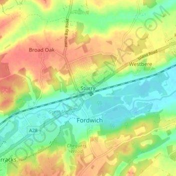 Sturry topographic map, elevation, terrain