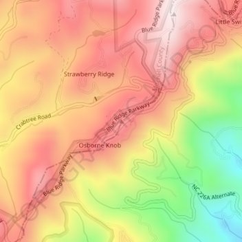 Osborne Knob topographic map, elevation, terrain