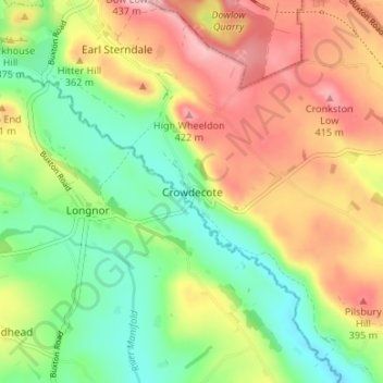 Crowdecote topographic map, elevation, terrain