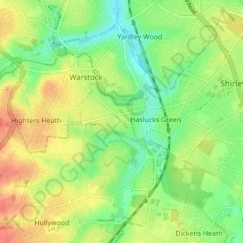 Solihull Lodge topographic map, elevation, terrain