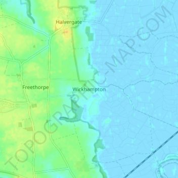 Wickhampton topographic map, elevation, terrain